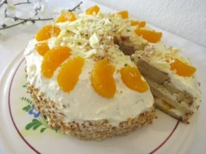 Mandarinen-Krokant Torte – ohne Gelatine